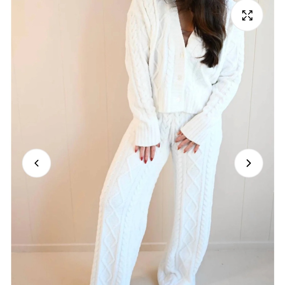 Cozy White Cable Knit Lounge Set